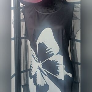 Elegant Black and White Butterfly Dress